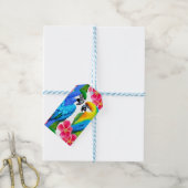 Étiquettes-cadeau Perroquets colorés aux fleurs tropicales (Avec de laficelle)