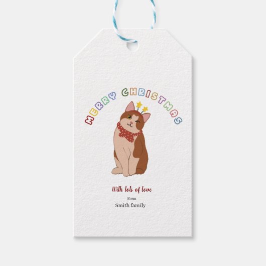 Étiquettes-cadeau Personalised Christmas cat  (Devant)