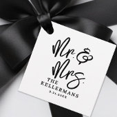 Étiquettes Cadeau Personalized Black White Script Wedding