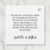 Étiquettes Cadeau Personalized Black White Script Wedding (Dos)
