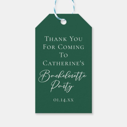 Étiquettes-cadeau Personalized Emerald Green Bachelorette Party (Devant)