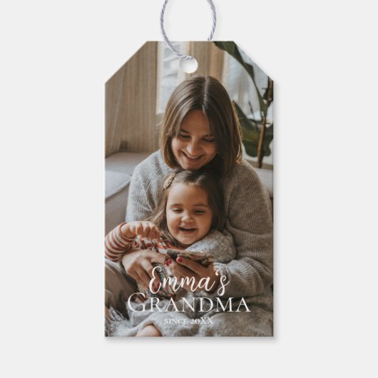 Étiquettes-cadeau Personalized Photo & Custom Text Grandma Since -  (Devant)