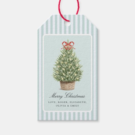 Étiquettes-cadeau Personalized Preppy Coastal Tree Christmas (Devant)