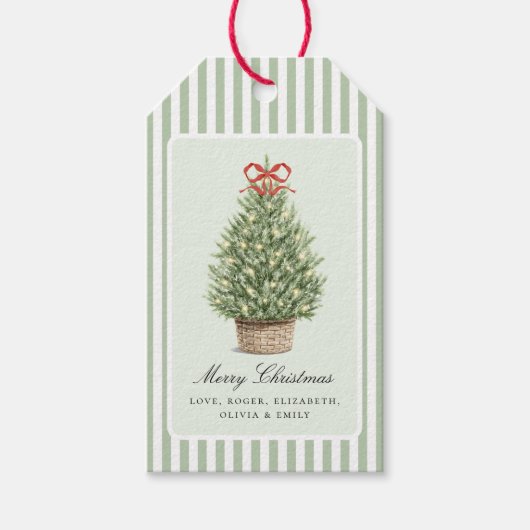 Étiquettes-cadeau Personalized Preppy Coastal Tree Christmas (Devant)