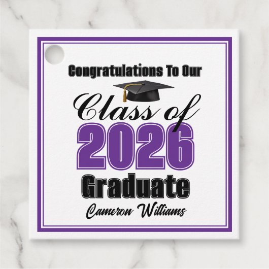 Étiquettes Cadeau Personalized Purple Class of 2026 Graduation Party (Devant)