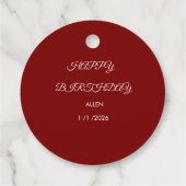 Étiquettes Cadeau Personalized Red & White "Happy Birthday"Round (Dos)