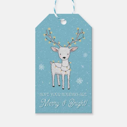 Étiquettes-cadeau Personalized Reindeer Merry Bright Christmas (Devant)
