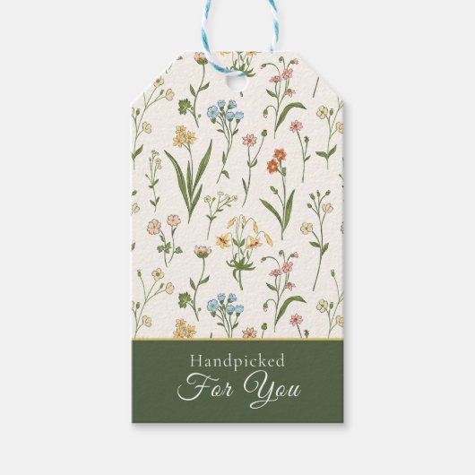 Étiquettes-cadeau Personalized Rustic Wildflower Meadow "Handpicked" (Devant)