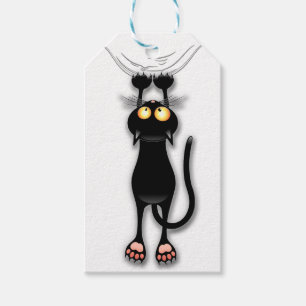 Étiquettes-cadeau Personnage de chat drôle grattant le tissu