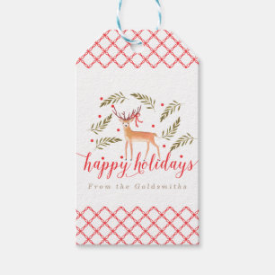 Étiquettes-cadeau Personnalisation de Woodland Reinder Happy Holiday