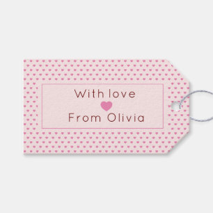 Étiquettes-cadeau Personnalisé Avec L'Amour Simple Rose