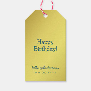 Étiquettes-cadeau Personnalisé Elégant Jaune doré Jaune Joyeux Anniv