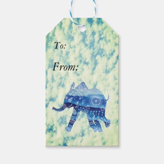 Étiquettes Cadeau Personnalisé Elephant (Devant)