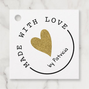 Étiquettes Cadeau Personnalisé Fabriqué Avec Love Heart Parties scin