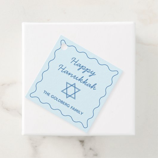 Étiquettes Cadeau Personnalisé Jewish Star Blue Happy Hanoukka Cadea (En situation)
