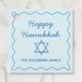 Étiquettes Cadeau Personnalisé Jewish Star Blue Happy Hanoukka Cadea (Devant)