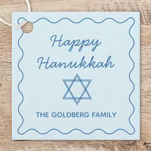 Étiquettes Cadeau Personnalisé Jewish Star Blue Happy Hanoukka Cadea
