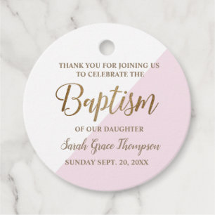 Étiquettes Cadeau Personnalisé Pink Baby girl baptisé merci