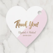 Étiquettes Cadeau Personnalisé Pink Gold merci mariage de script (Dos)