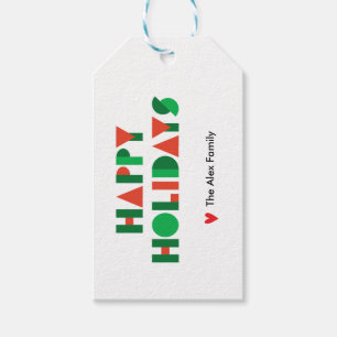 Étiquettes-cadeau Personnaliser Joyeuses Fêtes Géométriques Colorées