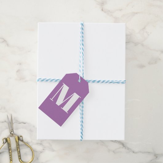 Étiquettes-cadeau Personnaliser monogramme blanc lilas initial (Avec de laficelle)