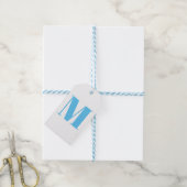 Étiquettes-cadeau Personnaliser monogramme initial bleu clair blanc (Avec de laficelle)