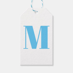 Étiquettes-cadeau Personnaliser monogramme initial bleu clair blanc