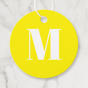 Étiquettes Cadeau Personnaliser monogramme initial jaune blanc cadea