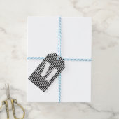 Étiquettes-cadeau Personnaliser monogramme initial noir blanc rayure (Avec de laficelle)