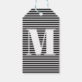 Étiquettes-cadeau Personnaliser monogramme initial noir blanc rayure (Dos)