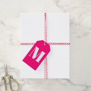 Étiquettes-cadeau Personnaliser monogramme initial rose chaud fuchsi