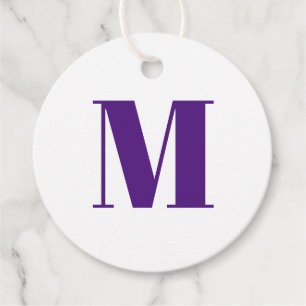 Étiquettes Cadeau Personnaliser monogramme initial violet blanc cade
