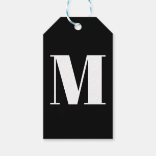 Étiquettes-cadeau Personnaliser monogramme noir blanc initial