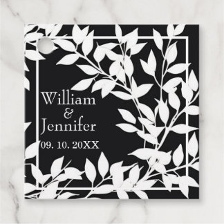 Étiquettes Cadeau Personnaliser Nom, Date Élégant Noir & Blanc feuil