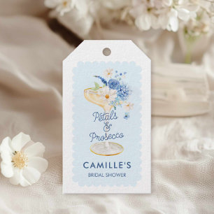 Étiquettes-cadeau Pétales bleues et Fête des mariées de poursuite Fa