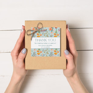 Étiquettes Cadeau Pétales et Prosecco Fête de Mariage Florale Bleue