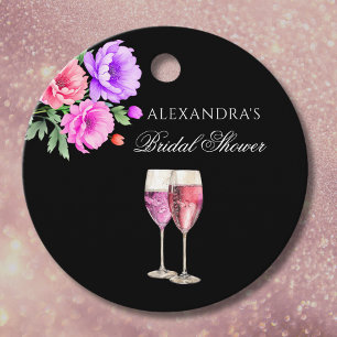 Étiquettes Cadeau Pétales et Prosecco Rose Remerciements de Mariage