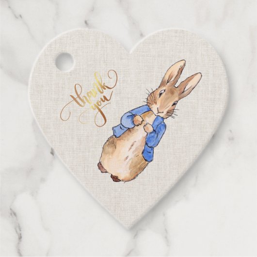 Étiquettes Cadeau Peter le lapin lin beige Texture Arrière - plan (Devant)