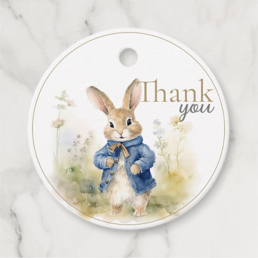 Étiquettes Cadeau Peter Le Rabbit Aquarelle Anniversaire (Devant)