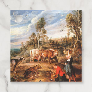 Étiquettes Cadeau Peter Paul Rubens Milkmaips avec du bétail sur une