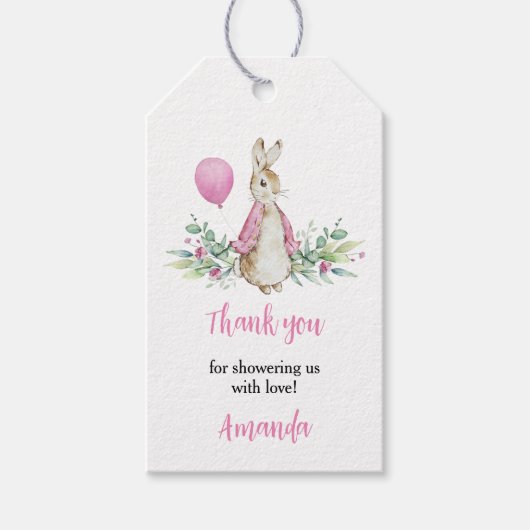 Étiquettes-cadeau Peter Rabbit Baby shower Merci de  (Devant)