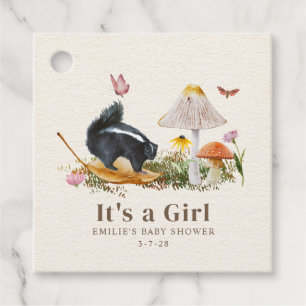 Étiquettes Cadeau Petit Adulte Woodland Skunk Girl Baby shower