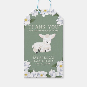 Étiquettes-cadeau Petit agneau Baby shower Floral Merci Favoriser