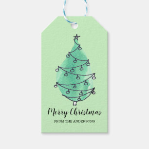 Étiquettes-cadeau Petit arbre de Noël vert personnalisé