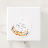 Étiquettes Cadeau petit baby shower citrouille (En situation)