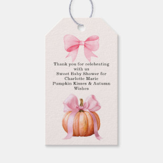 Étiquettes-cadeau Petit Baby shower Citrouille - Chute de Bow Rose