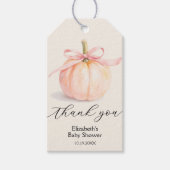 Étiquettes-cadeau Petit Baby shower Citrouille de Bow rose (Devant)