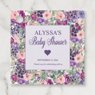 Étiquettes Cadeau Petit Baby shower de fille rose violet