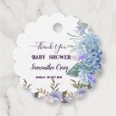 Étiquettes Cadeau Petit Baby shower Hydrangea bleu doux (Devant)