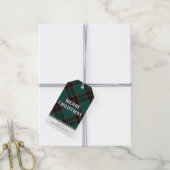 Étiquettes-cadeau Petit Buffle vert simple Plaid Joyeux Noël (Avec de la ficelle)